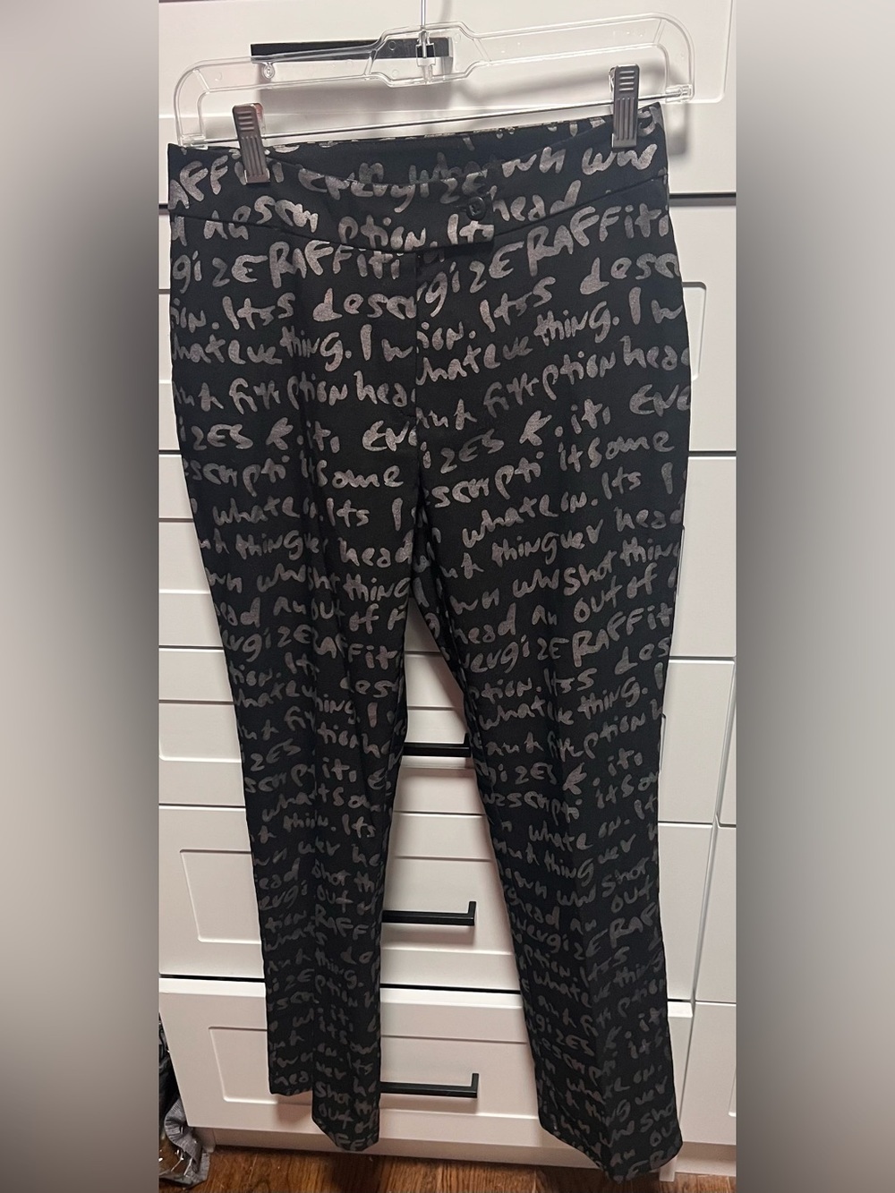 Black Script-Print High-Waist Leggings - (Luly K)